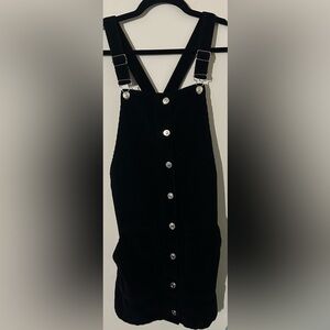 Topshop Black Button-Front Corduroy Mini Dress with Pockets